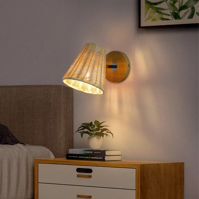 Rattan Wall Lamp Bedside Wall Lamp Mirror Front Lamp Rattan Wall Lamp